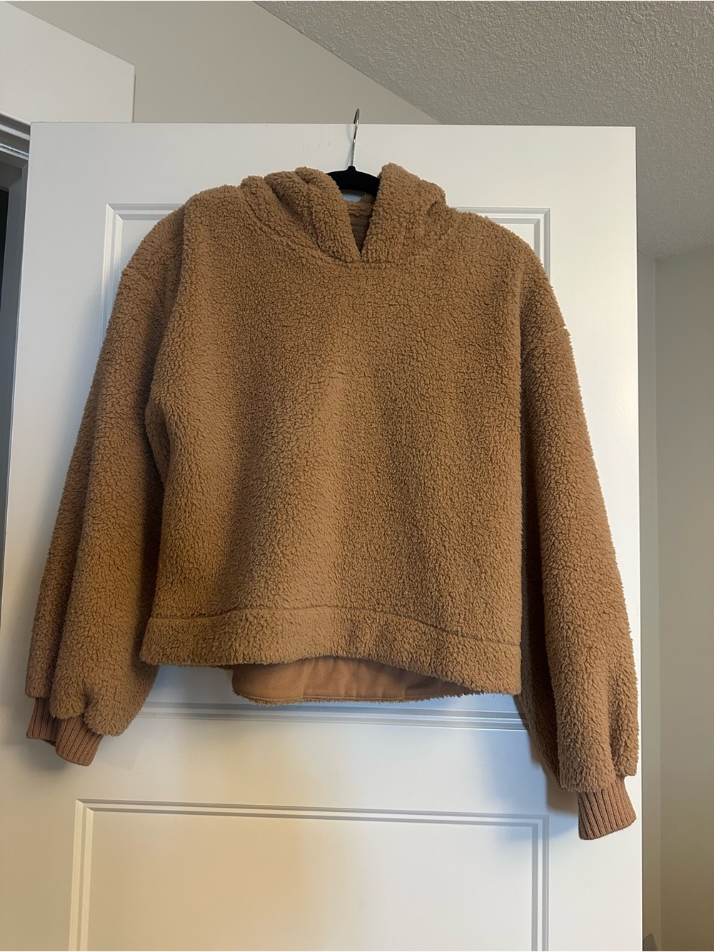 Abercrombie & Fitch Camel Teddy Fleece Hooded Pullover